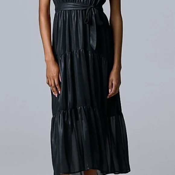 Black Halter Tiered Dress - Picture 2 of 4